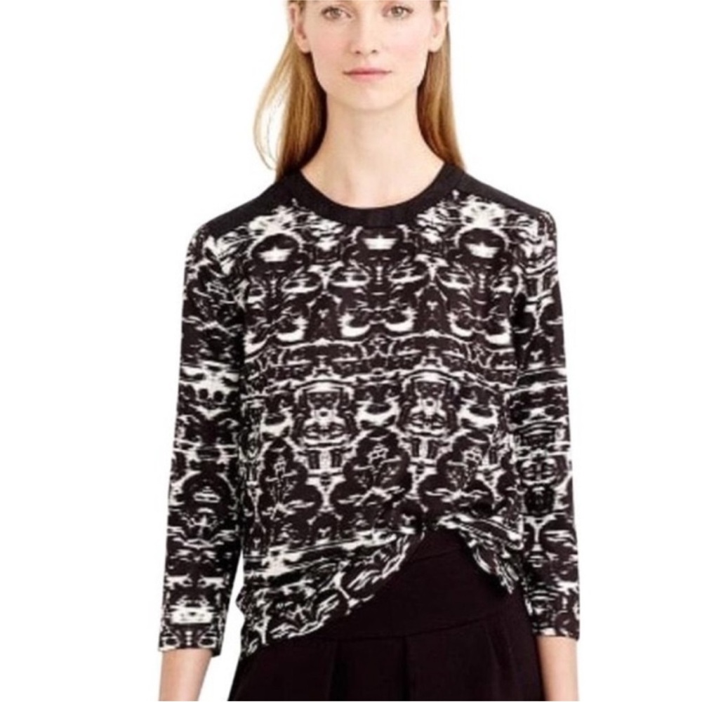 J. Crew Black & White Ikat Blouse Top Size 0